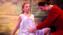 A stranger touches Lizzie's pregnant belly