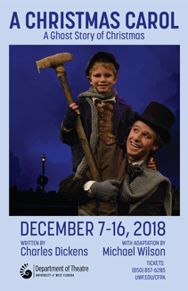 Tiny Tim on Mr. Cratchit's shoulder in promotional poster