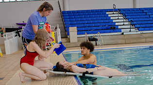 Students in lifeguard training