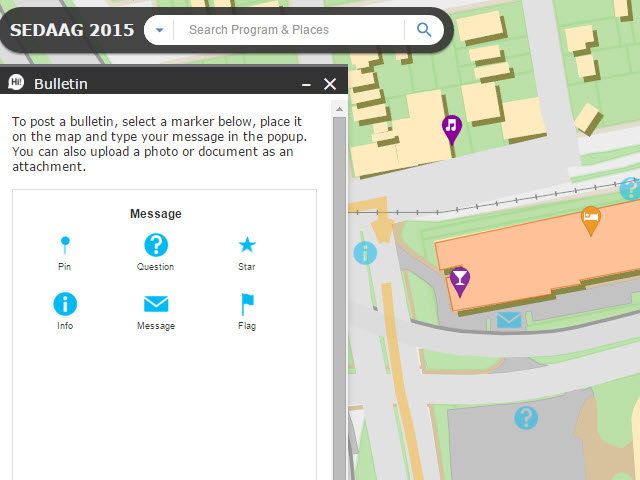Screenshot of SEDAAG interactive map highlighting the bulletin aspect.
