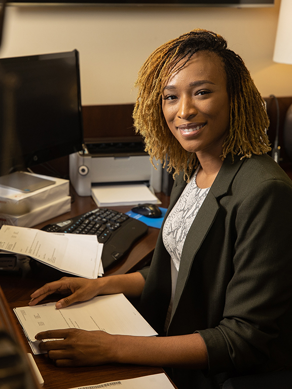 UWF legal studies student and intern working at law firm