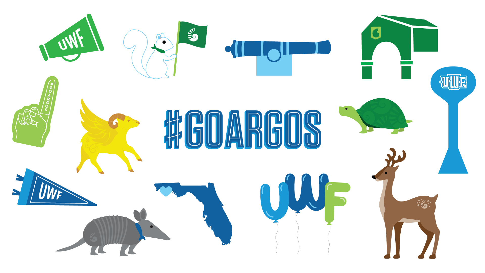 UWF spirited graphics examples.