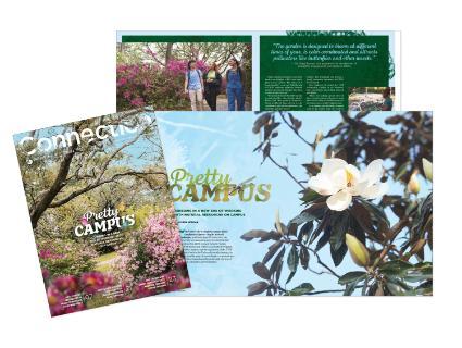 UWF Spring 2025 Connection magazine cover and feature spread.