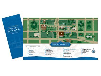 Historic Pensacola walking tour map brochure.