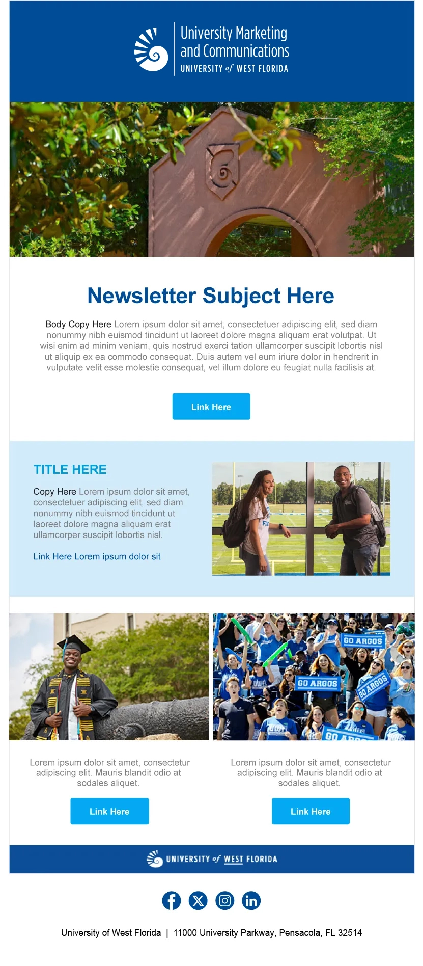 UWF email newsletter template.