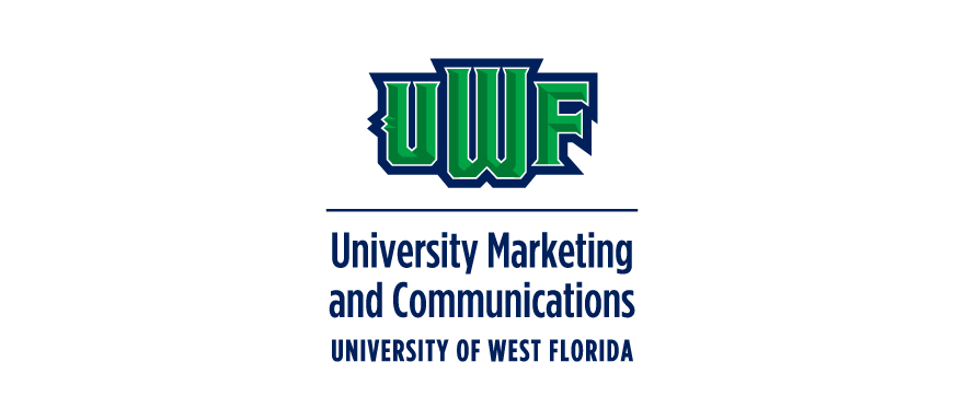 UWF University Marketing and Communications primary vertical logo signature.