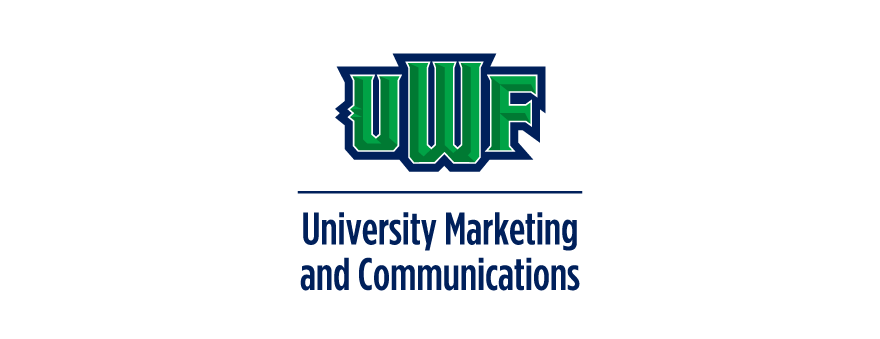 UWF University Marketing and Communications secondary vertical logo signature.