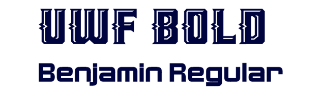 Athletics Logo Fonts says UWF Bold Benjamin Regular