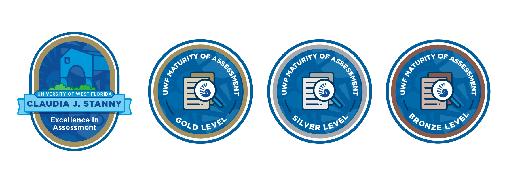 examples of the four available badges for departmental assessment