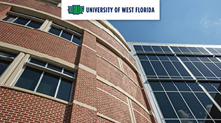 Close up shot of the UWF Hal Marcus College of Science and Engineering building