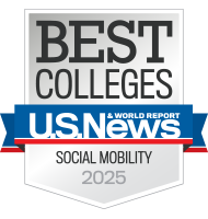 U.S. News and World Report Best Colleges Social Mobility 2025 badge.