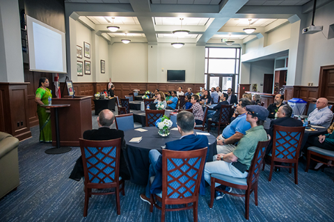 A professor giving a lecture