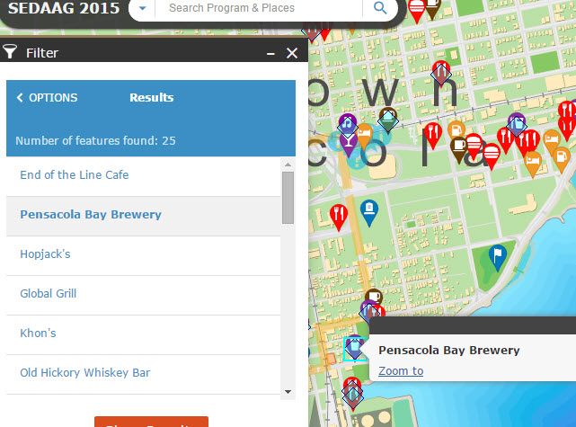 Screenshot of SEDAAG map highlighting the menu