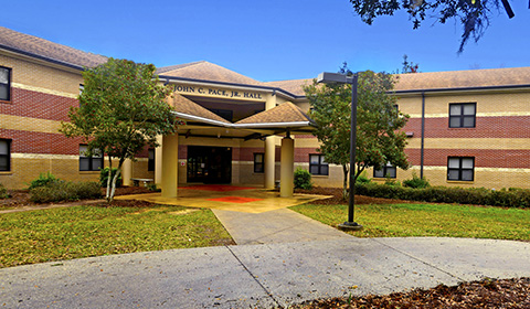 Front exterior view of Pace Hall.