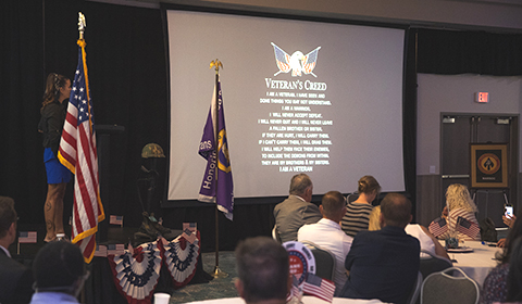 The Veterans Creed is displayed at a UWF MVRC event.