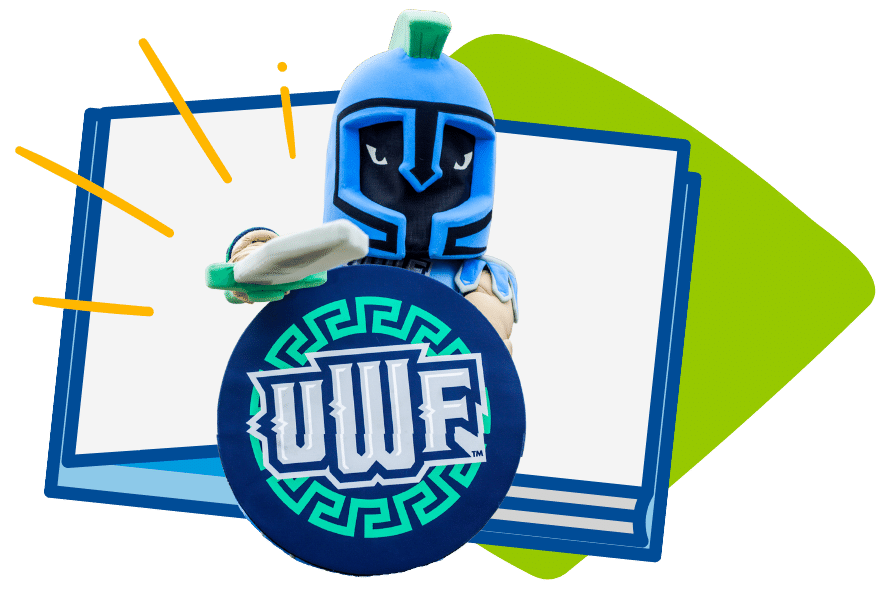 Argie with his shield coming out of a book