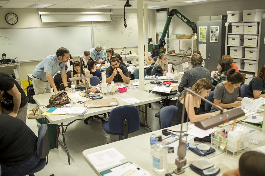 Archaeology students in a classroom