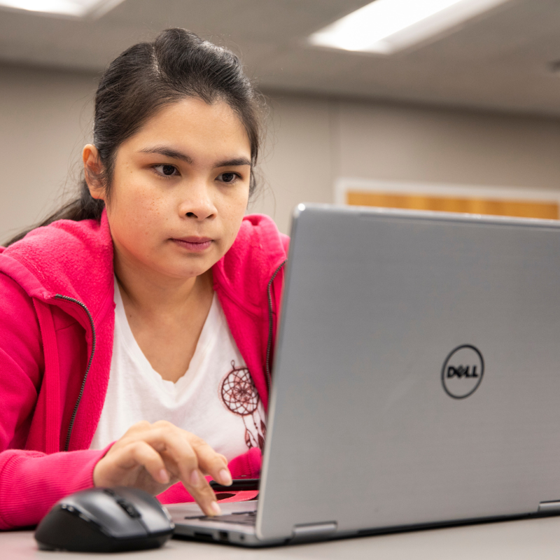 A student working on a computer