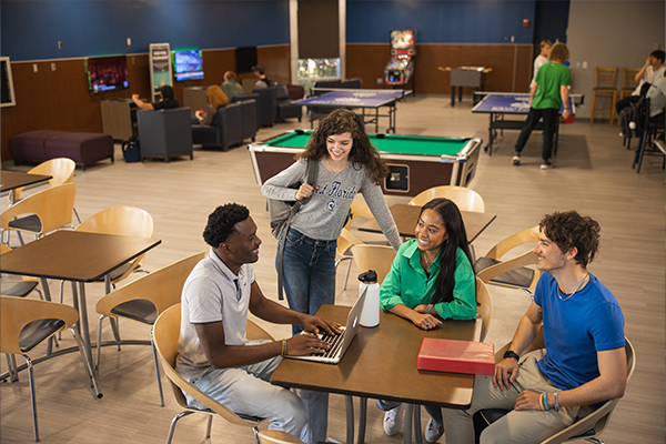 students sitting together in commons