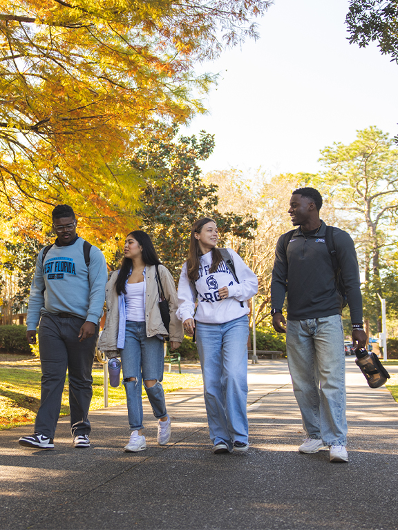 students walking outside