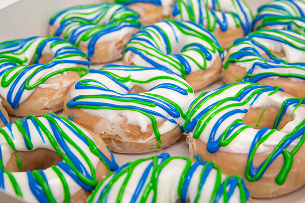 blue and green donuts