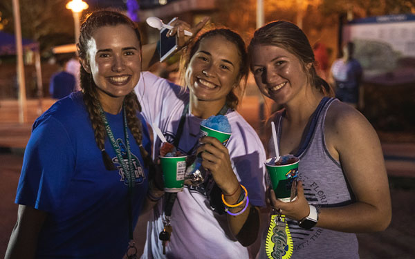 students attending a night event