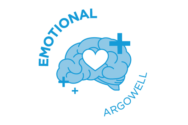 Emotional Wellness graphic brain with a heart