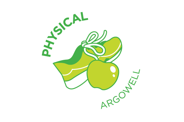 Physical Wellness logo with tennis shoes and apple