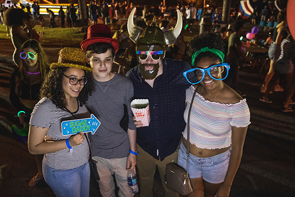 students posing in silly outfits