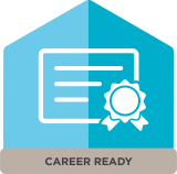 blue award certificate and ribbon with the title CAREER READY