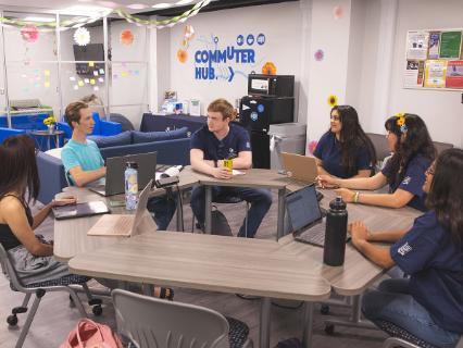 Six students in the Commuter Hub