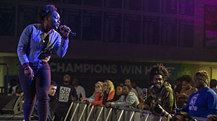 Student preforming as an opening act for Colchis 2018