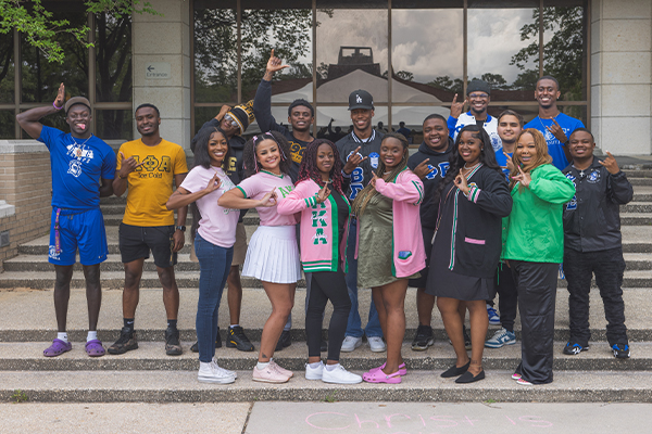 NPHC Group Photo in front of Pace Library