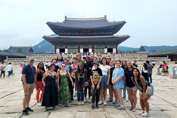 Students posing in Japan