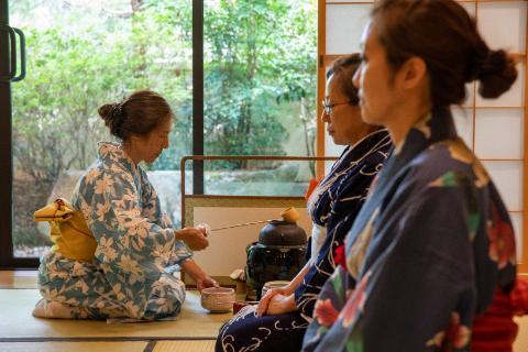 Presentation of making tea during a Japanese tea ceremony