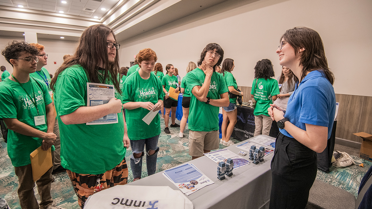 People talking to an employer or recruiter in the Conference Center