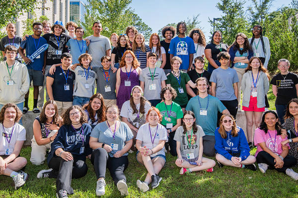 Group photo outside on the main campus