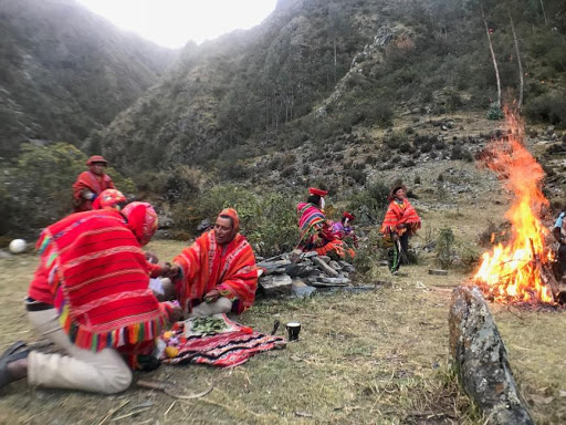 Campfire on Peruvian mountaintop