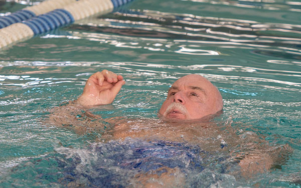 Aquatic center patron swimming