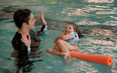 Participant learning to swim