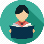 Icon of a person studying from a book.