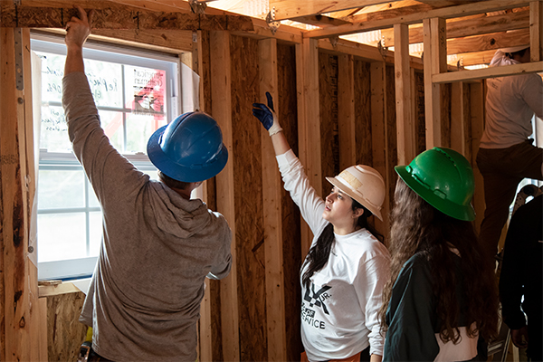 students volunteering for activity