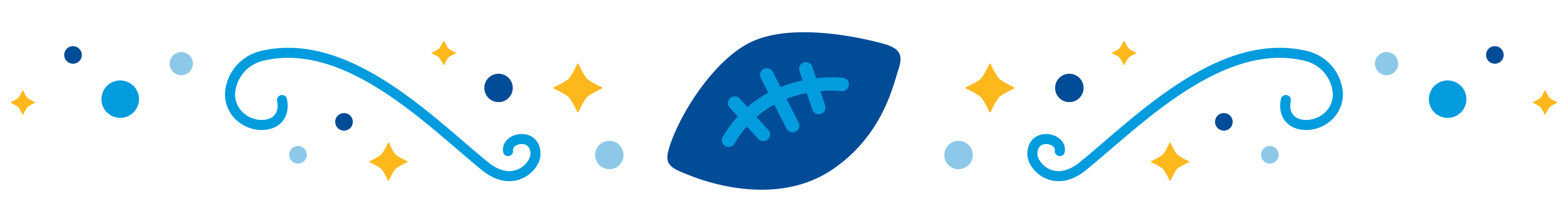 footer with football and confetti