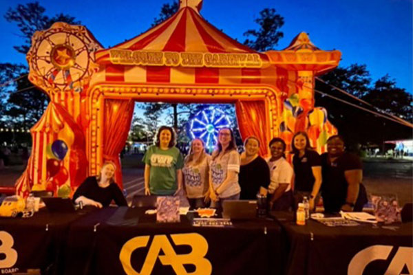 Staff members volunteering for an event