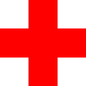 Red first aid cross graphic.