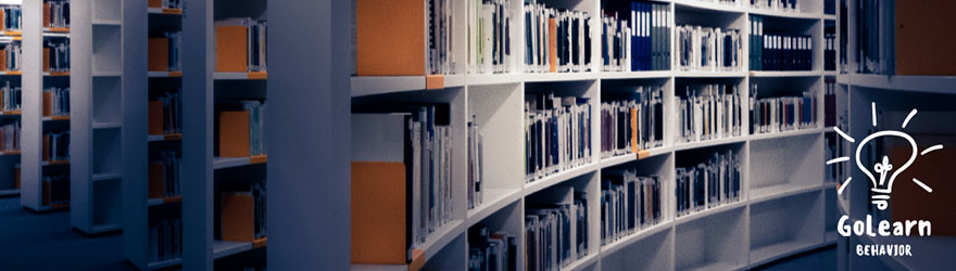 GoLearnBehavior Racks of books and logo