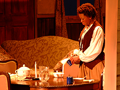 A student acting in UWF Theatres production of Flyin West