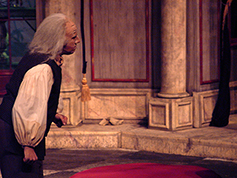 A student acting in UWF Theatres production of Miser