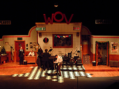 Students performing in UWF Theatres production of 1940s Radio Hour