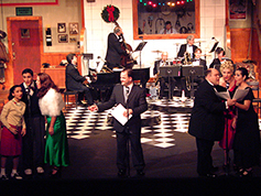 Students performing in UWF Theatres production of 1940s Radio Hour